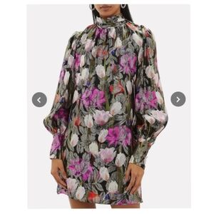 BORGO DE NOR Lima Floral Metallica Silk Mini Dress Party Cocktail Size 6 $1200